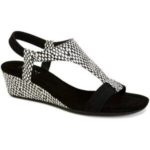 Alfani Womens Vacanza Faux Leather Embossed Wedge Sandals